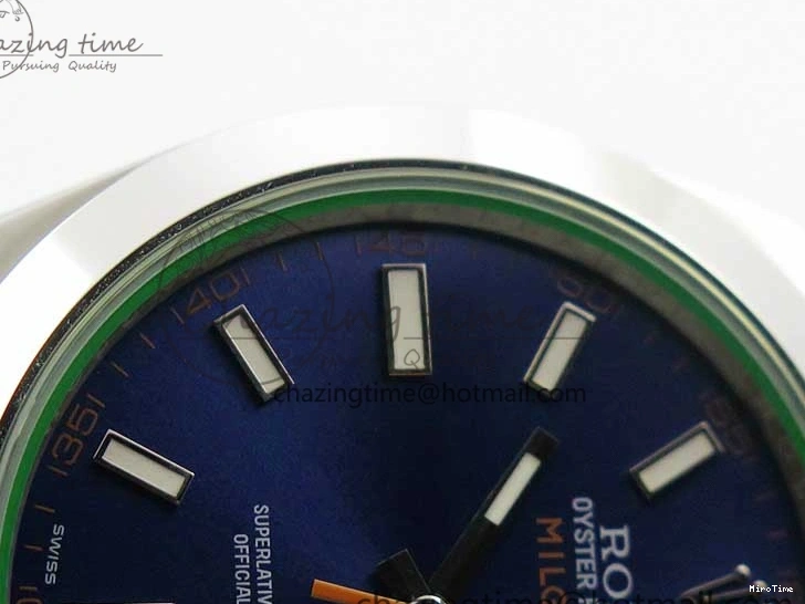 MiroTime 0226 Milgauss 116400 GV Noob 1:1 Green Sapphire Blue Dial on SS Bracelet A Thermal 3124